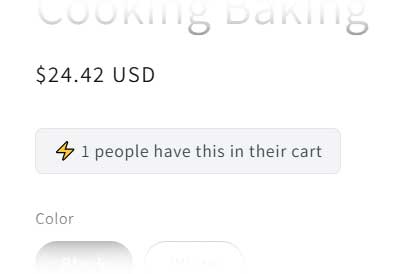 Cart Tracker showing '5 people have this in their cart' on a Shopify product page